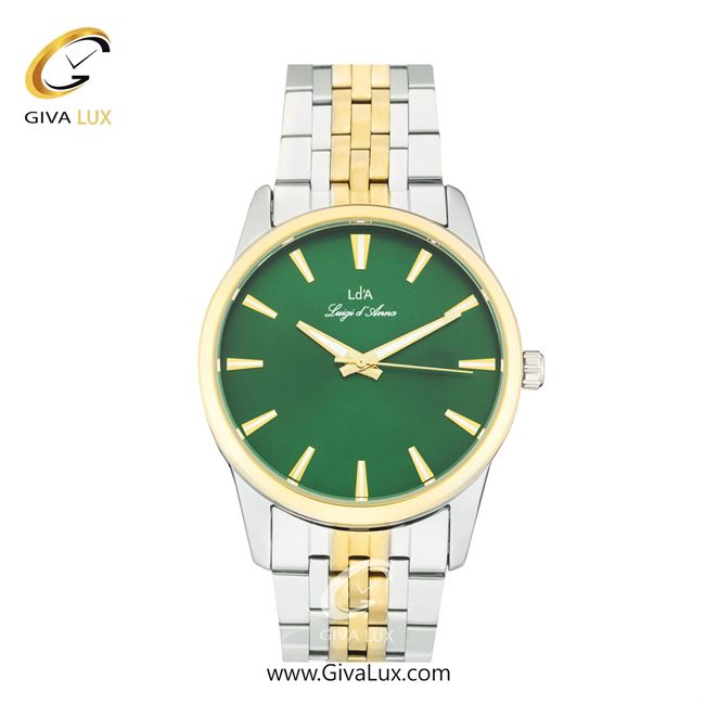 ساعت مچی اورجینال زنانه LdA | لوئیجی د آنا | Luigi d'Ana نقره ای-طلایی | طلایی-نقره ای| سبز یشمی تیره| کد رفرنس 2483